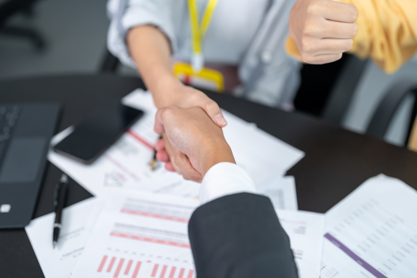 Businessmen making handshake with partner, greeting, dealing, merger and acquisition, business cooperation concept, for business, finance and investment background, teamwork and successful